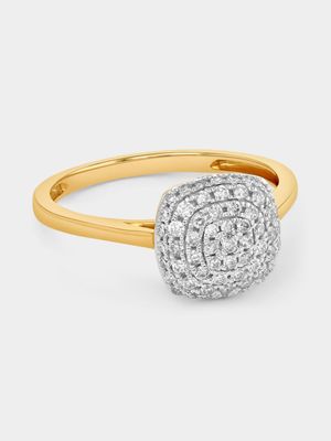 Yellow Gold 0.33ct Diamond Cushion Double Halo Ring