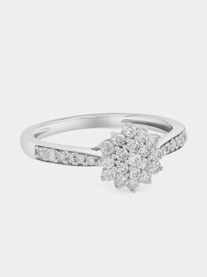 Sterling Silver 0.4ct Lab Grown Diamond Starburst Cluster Ring