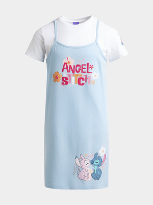 Jet Younger Gilrs Blue Angel & Stitch Dress