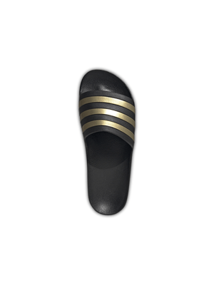 Women's adidas Adilette Aqua Black/Gold Slide