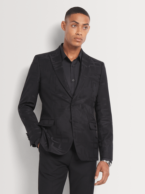 Men's Markham Slim Monogram Jacquard Black Suit Jacket