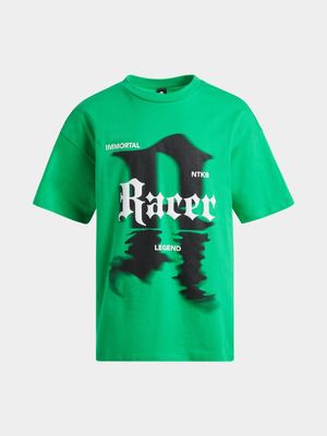 Jet Teen Boys Green Racer Relaxed T-Shirt