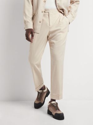 Men's Markham Slim Linen Utility Stone Trouser