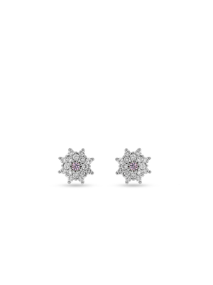 Miss Swiss Sterling Silver Cubic Zirconia Sunflower Stud Earrings