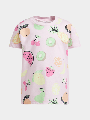 Older Girl's Pink Fruit Print T-Shirt