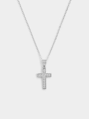 Sterling Silver Cubic Zirconia Pavé Cross Pendant