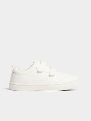 Jet Older Boys White Velcro Court Sneakers