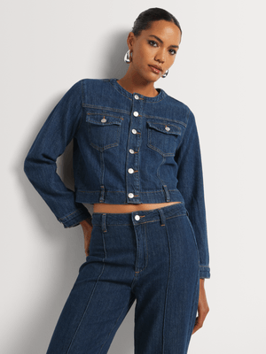 FF Denim Collarless Denim Jacket