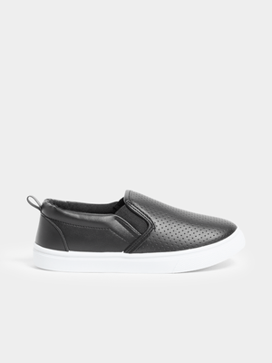 Jet Older Boys Black/White Slip On Sneakers