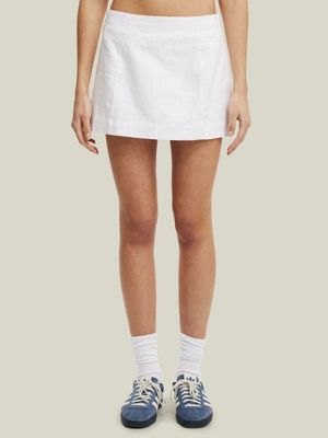 Women's Cotton On White Sienna Linen Cotton Mini Skirt