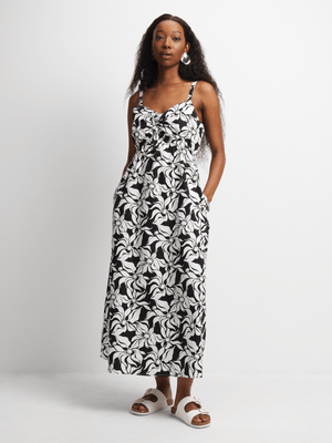 Jet Women's Black/White Floral Maxi Dress