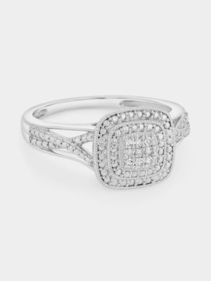 Sterling Silver Lab Grown Diamond Cushion Infinity Ring