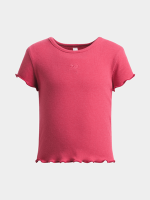 Younger Girl's Dark Pink Rib Top