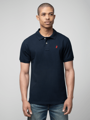 Men's Polo Navy Stretch Pique Golfer