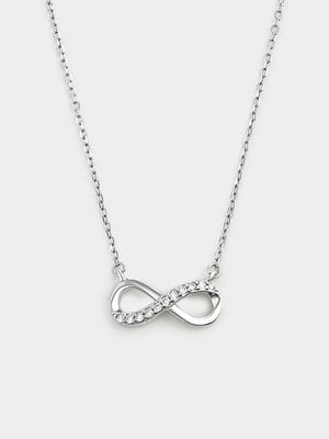 Sterling Silver Cubic Zirconia Kid's Infinity Necklace