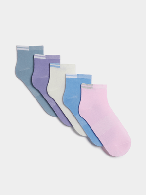 Jet Teen Girls Multicolour 5 Pack Low Cut Socks