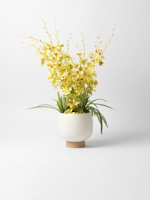 Faux Yellow Orchid Ceramic Pot 61cm