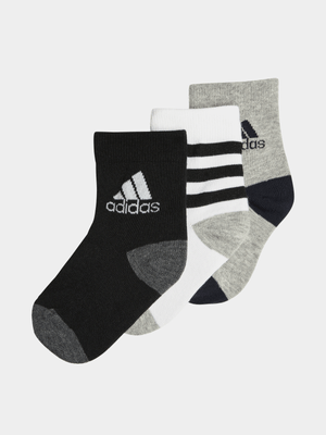 adidas 3 Pack Graphic Grey/Black/White Socks