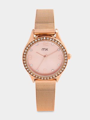 MX Rose Plated Blush Tone Dial Mesh Watch