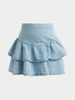 Jet Younger Girls Denim Tiered Skirt