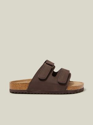 Cotton On Kids  Brown Frankie Double Strap Slides