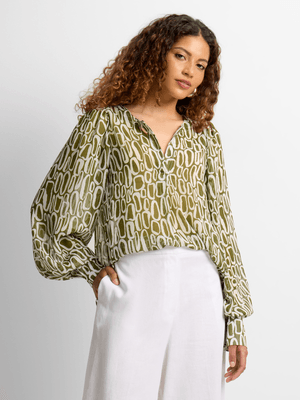 Jet Women's Olive/White Chiffon Blouse