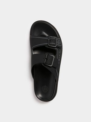 Fabiani Men's Black 2 Strap Slides