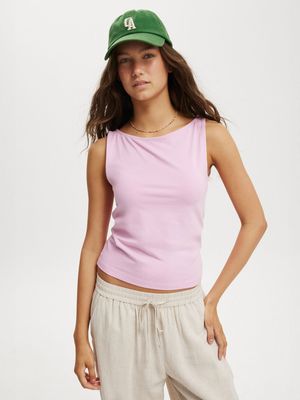 Women's Cotton On Pink All Day Boat Neck Tank Top