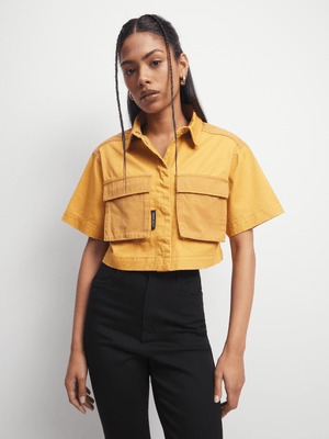 Redbat Women's Twill Cropped Mustard Shirt