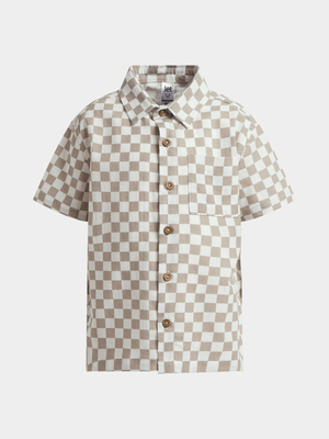 Jet Younger Boys Cream/Stone Checkered Shirt