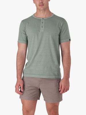 Men's Plus Jeep Green Henley T-Shirt