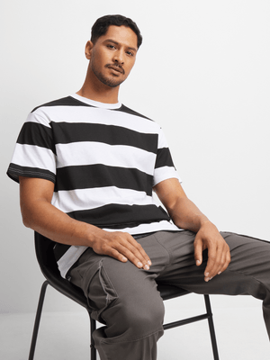 Jet Men's Black/White Wide Stripe T-Shirt