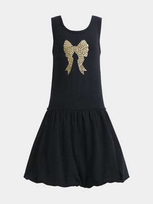 Jet Older Girls Black/Gold Bow Bubble Dress