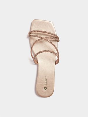 Women's Rose Gold Diamante Strappy Sandals