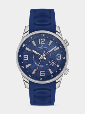 Daniel Klein Silver Plated Blue Dial Blue Silicone Watch