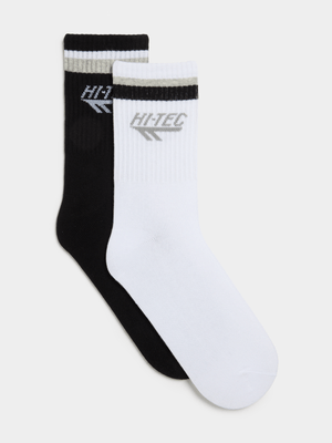 Hi-tec Heritage Crew 2-Pack Black/White Socks