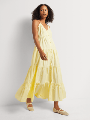 Tiered Button Through Maxi Sundress