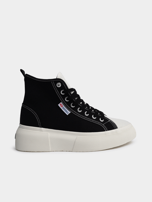 Women's Superga  2596 Bubble Mid Platform Black/White Sneaker