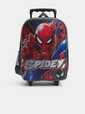 Jet Boys Black Spiderman School Trolley Bag