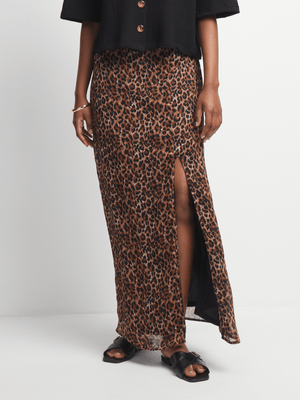 Jet Women's Animal Print Slit Skirt