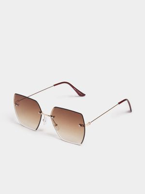 Women's Brown Ombre Square Sunglasses