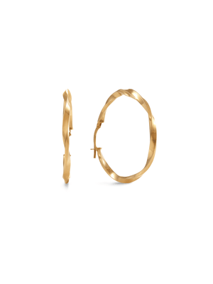 Yellow Gold & Sterling Silver Twisted Hoop Earrings