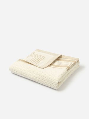 AH Stripe Border Guest Towel Ecru