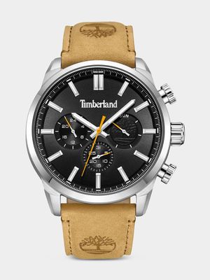 Timberland Henniker II Stainless Steel Black Dial Tan Leather Watch