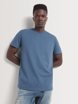 Men's Markham Fashion Basic V-Neck Blue  T-Shirt