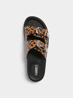 Women's Animal Print Double Strap Sandal