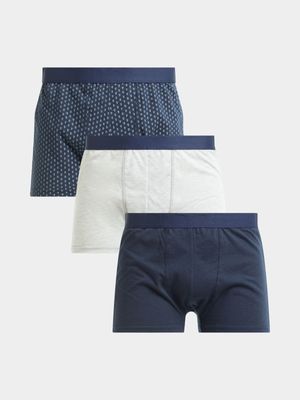 Men's Navy & Grey 3-Pack Trunks