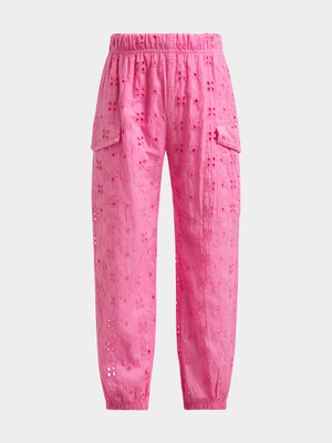 Jet Younger Girls Pink Anglaise Cargo Pants