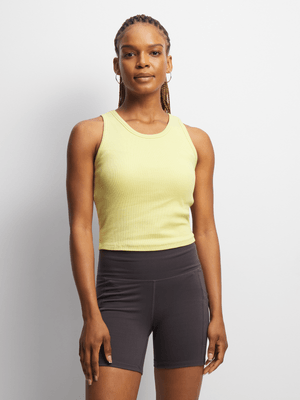 Womens TS Ribbed Lime Cropped Tank