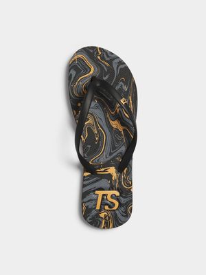 Womens TS Black/Gold Flip Flops